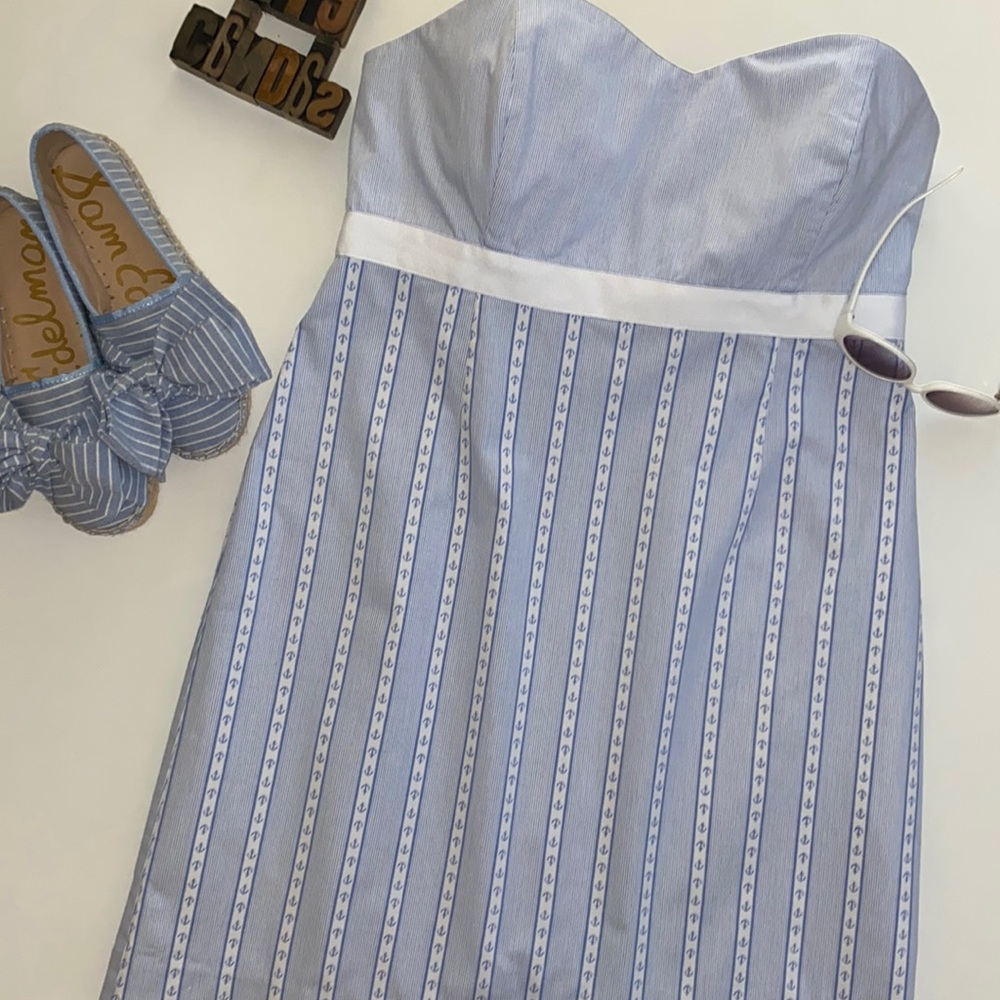 🐳VINEYARD VINES Strapless Sweetheart Anchor⚓️/Striped Print Dress